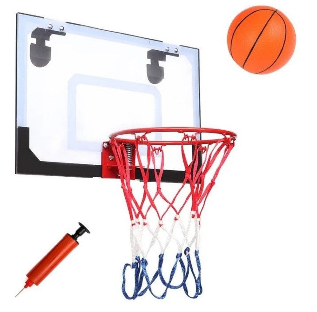 Kids Basketball Hoop Transparent Backboard & Inflatable PVC Basketball